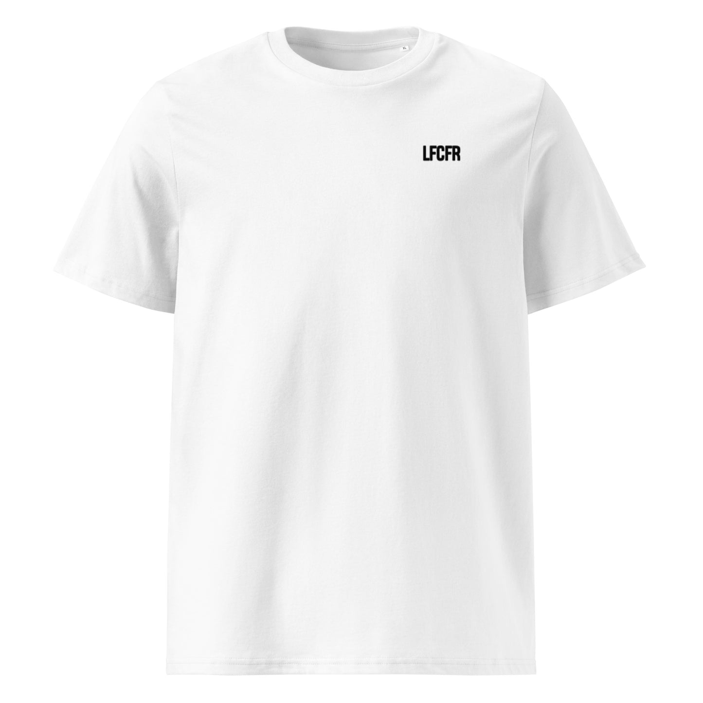 Camiseta de algodón orgánico unisex "Menos impuestos más PLTR" blanca LFCFR