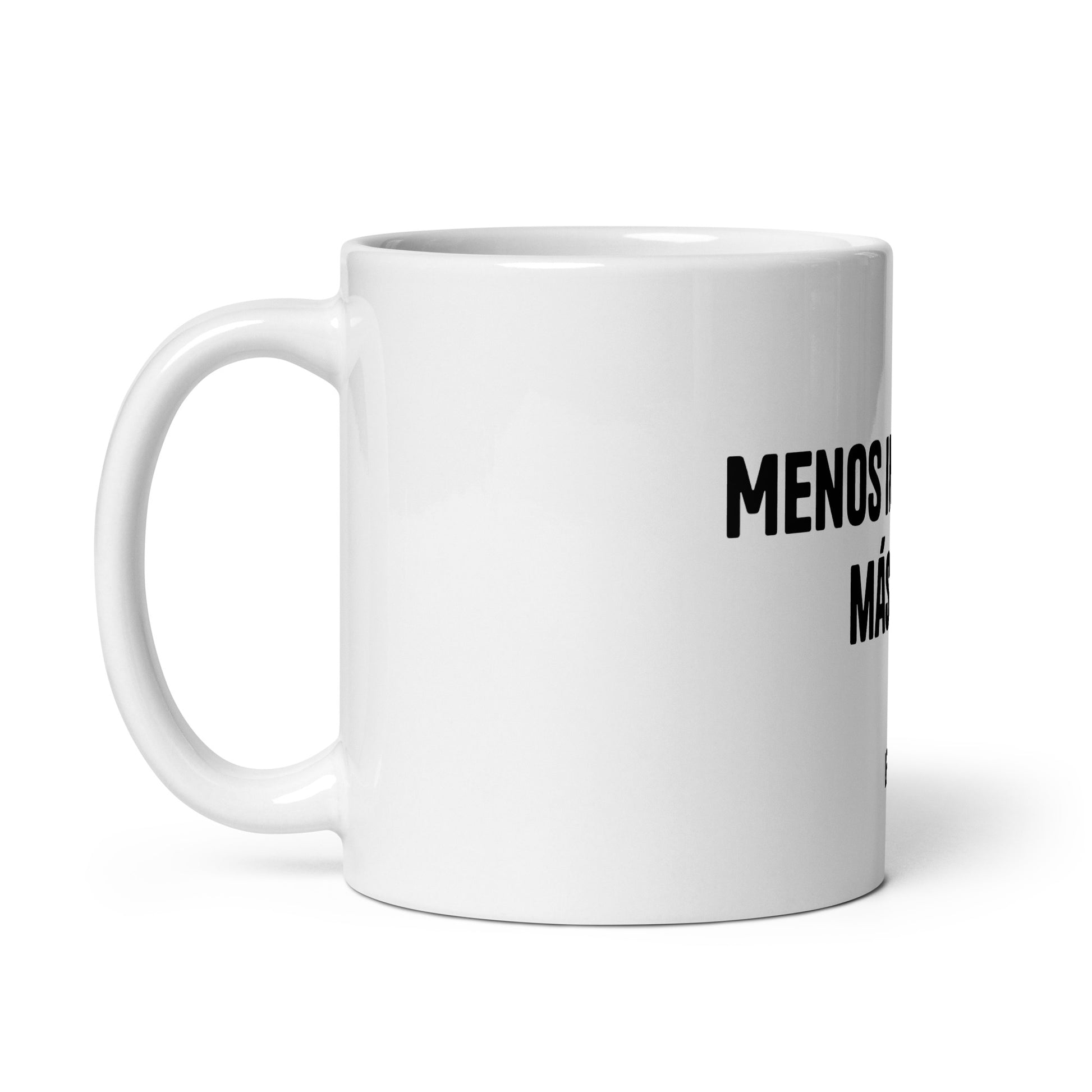 Taza blanca brillante LFCFR "Menos impuestos más PLTR"